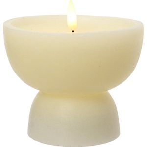 Lumineo luxe LED kaars - creme wit - D10 x H12,5 cm - vaas vorm - met timer - LED kaarsen