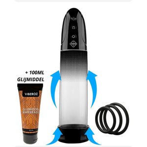 Viberoz Largemen Pro - Elektrische Penispomp Set – 3 cockringen – Glijmiddel Waterbasis – Sex Toys Voor Mannen – Penis Vergroter - Extender – Penisring – Automatisch