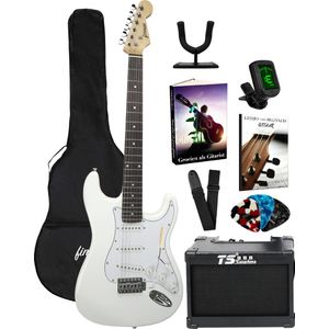 Finesse - Elektrische Gitarre - mit Verstärker & Zubehör - für Erwachsene & Kinder - Weiß