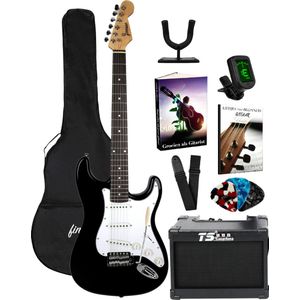 Finesse - Elektrische Gitarre - mit Lautsprecher & Zubehör - für Erwachsene & Kinder mit E-Learning Buch - Schwarz