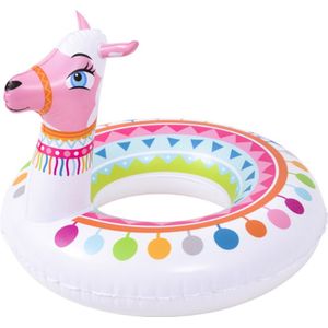 Zwemband Alpaca kinderen | Sunclub|  Zwemband Alpaca voor kinderen| Opblaasbare Alpaca | diameter 55cm| wit met kleuren