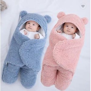 Fiory Jumpsuit Baby | Baby jumpsuit van fleece | zachte vacht| Slaapzak| Winter Pyjama | Kinderwagen| Muts, voetjes en Oortjes| tm 6 maanden| Roze