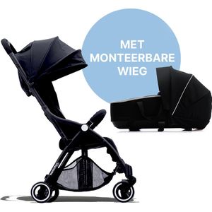 Hamilton by Yoop S1 Plus Buggy met monteerbare Premium Wieg – 2 in 1 wandelwagen – Compacte Stroller met MagicFold™ Technologie – Geschikt van 0 maanden tot 4 jaar – Kinderwagen – Zwart/Antraciet