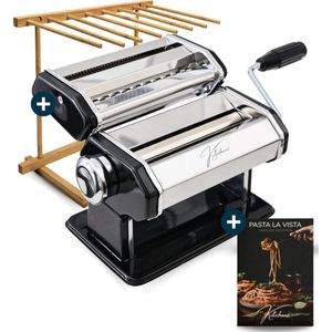 Kitchenz® Pastamachine Zwart - Pastamaker met Pasta Droogrek - Pasta Starterset - Pasta Roller voor: Ravioli , Spaghetti , Lasagne , etc. - Incl. Receptenboek