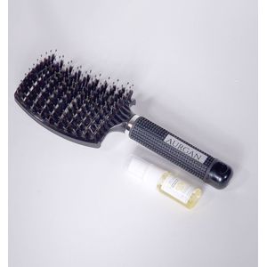 Aurgan - Antiklit haarborstel - Zwart - inclusief 10 ml arganolie - Detangle hair brush - rib brush - anti klit borstel