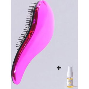 Haur Detangle haarborstel - paars - inclusief 10 ml arganolie  - curve kam - massageborstel - ontklit borstel - detangling brush