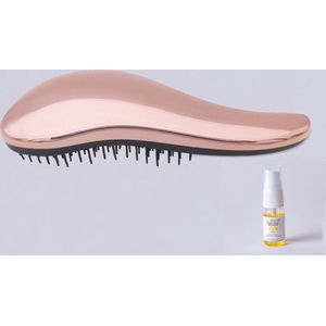 Haur Detangle haarborstel - rose goud - inclusief 10 ml arganolie - curve kam - massageborstel - ontklit borstel - detangling brush