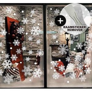 Kerst raamstickers - Sticker verwijderaar - Herbruikbaar - Kerst stickers - Raamfolie - Raamstickers kerst - Kerstversiering - Kerststickers - Kerstraamstickers - Raamdecoratie kerst - Feestdagen - sneeuwvlokken - INCLUSIEF E-BOOK & STICKER REMOVER