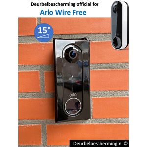 Deurbelbescherming Arlo Wire Free - 15° Montage - RVS Zwart (anti-diefstal cover - videodeurbel bescherming - videodeurbel beschermer - videodeurbel hoes - videodeurbel cover - beveiligingscamera beschermer)