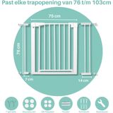 ADSafety Traphekje Zonder Boren 76 t/ 103 Klembevestiging Veiligheidshekje Kinderhekje Hondenhek Wit
