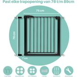 ADSafety Traphekje Zonder Boren 76 t/ 89 Klembevestiging Veiligheidshekje Kinderhekje Hondenhek Zwart