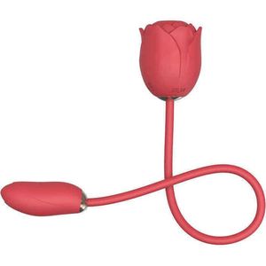 GALESTO POWER FLOWER - Voor Vrouwen en Mannen - Realistisch Gevoel - Intense Orgasmes - Zuigt en Vibreert - 12 Verschillende Standen - Hetero en Gay - Clitoris Booster - G-Spot Stimulator - Rode Siliconen Vibrator - USB-Oplaadbaar - Waterdicht