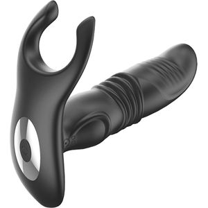 Galesto MAGIC BUTT PLUG - 2-in-1 Buttplug - Voor Mannen en Vrouwen - Vibreert en Stoot - 10 Vibratie Standen - Zwarte Siliconen buttplug - Clitoris en Prostaat Stimulatie - Intense Sex Orgasme - Anale Stimulatie - Anale Seksspeeltje - G-spot Vibrator