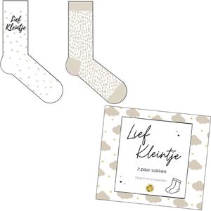 Baby Sokken | 2 Paar | Maat 62-68 | Lief Kleintje | Cadeauverpakking | Kraamcadeau | Baby's | Genderneutraal | Zwangerschap | Cadeau
