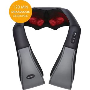 Lifeproducts Wiederaufladbares Shiatsu-Massagekissen - Kabelloses beheiztes Nacken- und Rückenmassagegerät