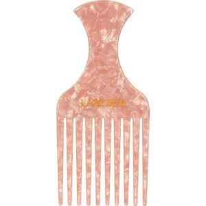 Light Pink Shimmer Curl Comb Large - Wide Afro Comb - Haarkam met brede tanden Limited Edition