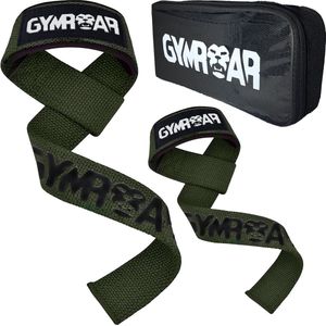 Gymroar Lifting Straps - met Padding, Anti Slip en Opberghoes - Deadlift Straps - Powerlifting - Bodybuilding - Lifting belt - 2 stuks - Groen