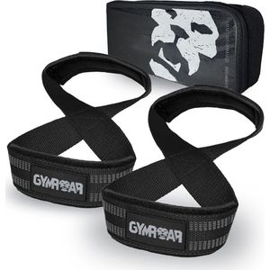 Gymroar Lifting Straps - met Padding en Opberghoes - Lifting Grips/Hooks - Deadlift Straps - Powerlifting - Bodybuilding - Lifting belt - 2 stuks - Zwart