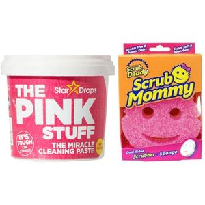 Stardrops The Pink Stuff Het Wonder Schoonmaakmiddel - 500g - Inclusief Scrub Mommy en Geurkaarsje Roze