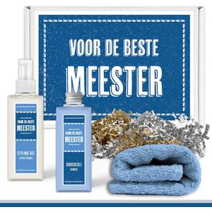 Brievenbus cadeau ""Meester"" - 3 Producten - 250 Gram - Meesterdag | Leraar - Docent - Leerkracht - Brievenbusdoosje Doosje - Brievenbuspakketje Pakketje –Brievenbuscadeautje Cadeautje - Cadeaupakket Cadeaupakketje - Geschenk - Brievenbuscadeau