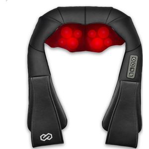 Infinity Goods - Shiatsu Massagekussen - Zwart - Elektrisch Nek en Rug Apparaat - Warmtefunctie met Infrarood - 8 Instelbare Massagekoppen