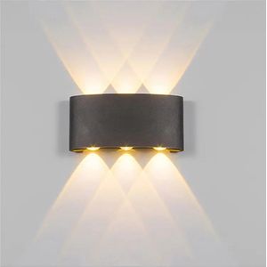 Wandlamp - Voor Buiten en Binnen - 6 Lichtpunten - Industrieel - Zwart - Mooi Strak Design - 1 Stuks