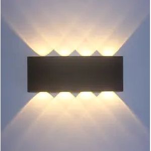 Wandlamp - Voor Buiten en Binnen - 8 Lichtpunten - Industrieel - Zwart - Mooi Strak Design - 1 Stuks
