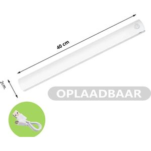 Lichtendirect- Kastverlichting- 40 CM- Keukenverlichting- LED- Bewegingssensor- Draadloos- USB-oplaadbare Accu- LED Kast Verlichting-Ultra dun- Koel wit- Dimbaar