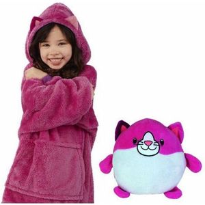 Hoodie Knuffel - Roze Hoodie Deken - Warme Deken met Mouwen - Ultrazachte Fleece Deken met Mouwen - Plaid - Huggle Pets/Snuggie - Knuffel/Kussen/Hoodie - Cadeau voor Kinderen - Kerstkado