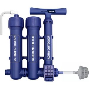 Aquaswan® Waterfilterpomp | Filterporiën van slechts 0,01 µm | 3-traps waterfiltersysteem | Draagbare waterfilterpomp geschikt voor camping, noodgevallen, noodpakket of noodrantsoen | Water noodpakket | Waterzuiveringssysteem voorzien van handpomp