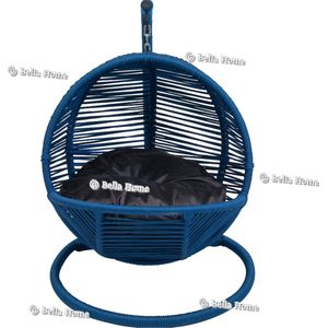 Bella Home Simba - Mini Hangstoel - Kat - Hond - Blauw - Grijze kussen