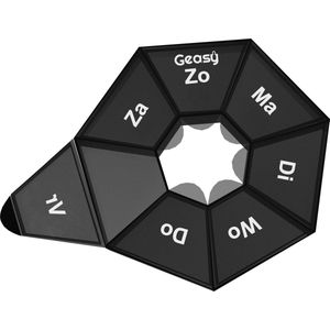 GEASY - Pillendoos 7 Dagen - Medicijndoosje - Zwart - Stevige Sluiting