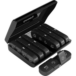 GEASY - Pillendoos 7 Dagen - Pillendoosje - Zwart - 4 Vakken