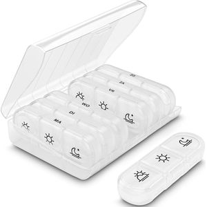 GEASY - Pillendoos 7 Dagen - Transparant - Medicijndoosje 3 Vakken