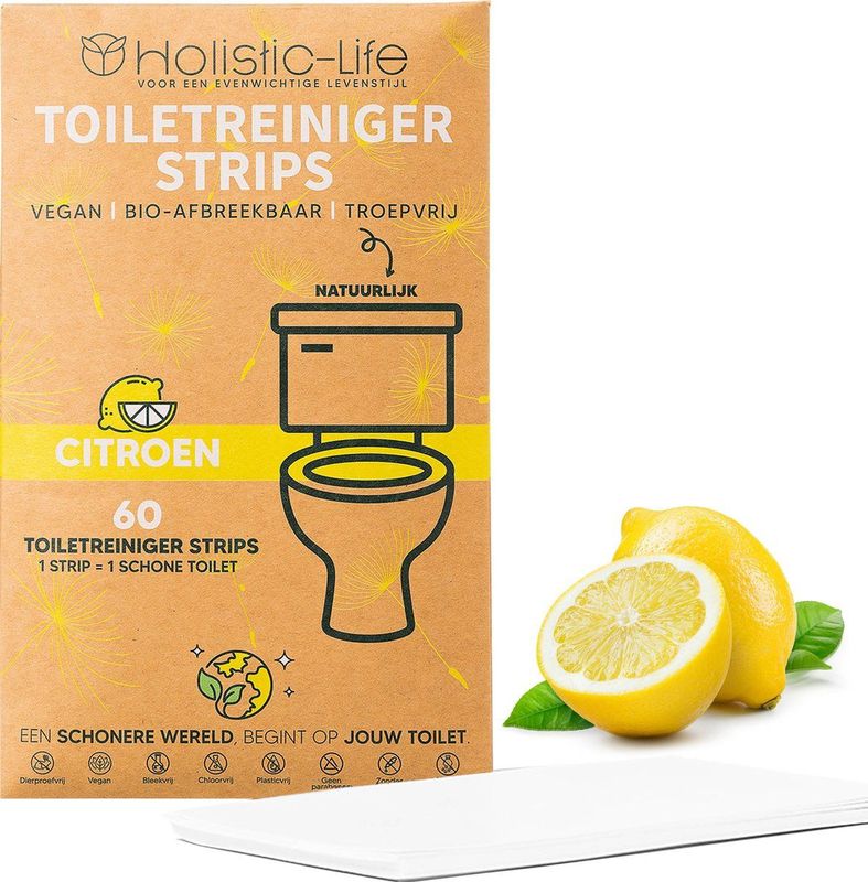 Holistic-Life - Duurzame Toiletreiniger Strips - Citroen - 50 Stuks - Vegan - Zero Waste