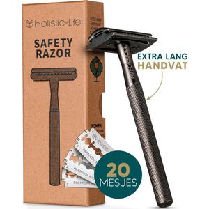 Safety Razor + 20 RVS Scheermesjes – Vrouw & Mannen – Scheren – Zero Waste Scheermes – Duurzaam Cadeau – Double edge blades