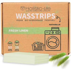 Natuurlijke Wasmiddeldoekjes - Fresh Linen Wasstrips 50 Wasbeurten Incl. Wasverzachter – Wasmiddel Wasdoekjes – Vegan – Zero Waste