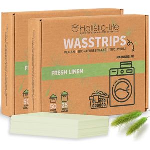 Wasmiddeldoekjes - Fresh Linen Wasstrips 100 Wasbeurten Incl. Wasverzachter – Wasmiddel Wasdoekjes – Vegan – Zero Waste