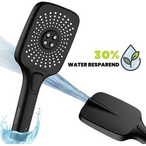EcoRain© Waterbesparende Douchekop Melvin 12 CM met WATERFILTER Zwart - 50% Waterbesparend - Brede Handdouche - 3 SPROEISTANDEN - Hoge Waterdruk - Betere Huid Regendouche - Luxe Moderne Regendouchekop - Universele Aansluiting - Anti-kalk Douchekop