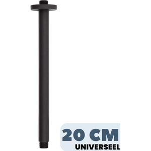 EcoRain© Hoofddouche Douchearm plafond 20 cm Zwart - Gemaakt van Roestvrij Staal RVS 304 - Gemakkelijke Installatie - Universele Aansluiting - Plafondarm voor Waterbesparende Hoofddouche - Onderdelen Meegeleverd - Regendouche Arm - Luxe Douche Genot