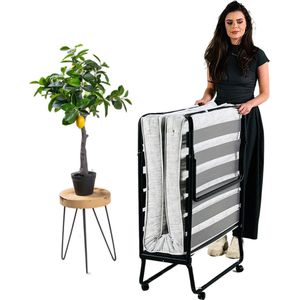 Troonz® Luxe Vouwbed Morena 90x200 cm – Eenpersoons Opklapbed - incl. Luxe Matras van 11.5 cm - Logeerbed - Lattenbodem - Incl. Wielen