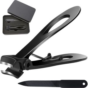 AdroitGoods Nagelknipper Set - Nageltang - Nagelschaar - Kalknagels - Teennagel - Pedicure - Incl. Nagelvijl - Zwart
