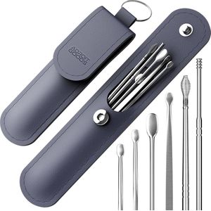 AdroitGoods Oorsmeer Verwijderaar Set - 6 Delig - Oorreiniger - Oren Schoonmaken - Blauw