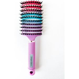 DreamGlow Anti-klit Haarborstel – Multi (Roze/Blauw/Paars) – Regenboog Design