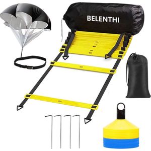 Belenthi Voetbal trainingsmateriaal - Voetbal spullen - Loopladder - Pionnen voetbal - Speedladder - Weerstand parachute training