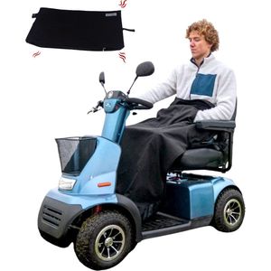 Belieff Scootmobiel Deken Met Heating Systeem - Waterdicht – Winddicht - Flexibele Onderlaag - Handzak - Beenkleed Scootmobiel - Unisex - Zwart – 100% Polyester - Fleece Gevoerd - Warm & Comfortabel