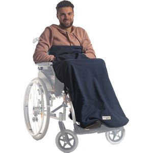 Belieff Rolstoel Deken - Rolstoeldeken - Voetenzak Rolstoel Volwassene - Rolstoelzak - Beenkleed - Wind- en Waterdicht - Fleece - Open Onderkant - Blauw - Large
