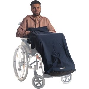Belieff Rolstoel Deken - Rolstoeldeken - Voetenzak Rolstoel Volwassene - Rolstoelzak - Beenkleed - Wind- en Waterdicht - Fleece - Flexibele Onderlaag - Blauw - Large