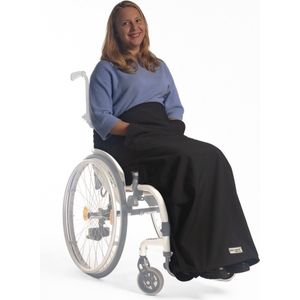 Belieff Rolstoel Deken - Rolstoeldeken - Voetenzak Rolstoel Volwassene - Rolstoelzak - Beenkleed - Wind- en Waterdicht - Fleece - Open Onderkant - Zwart - Medium