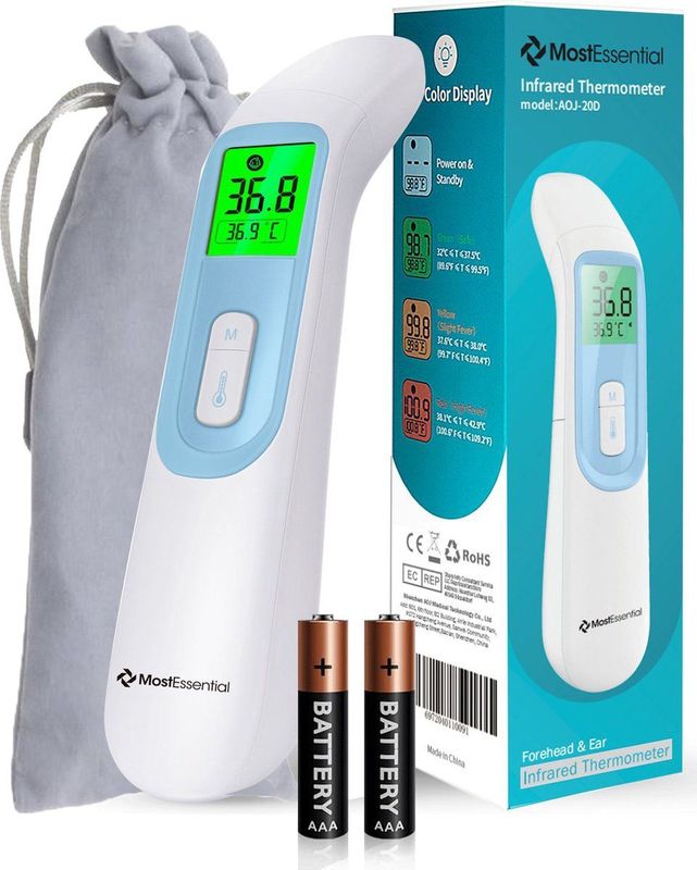 MostEssential - 2-in-1 Digitale Koortsthermometer - Oorthermometer - Voorhoofd en Lichaam - Contactloos